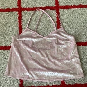 victoria's secret baby pink crushed velvet pj set